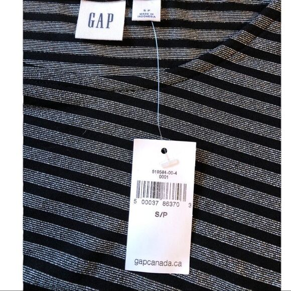 Gap Metallic Black & Silver Striped Long Sleeve Dress NWT - Picture 6 of 12